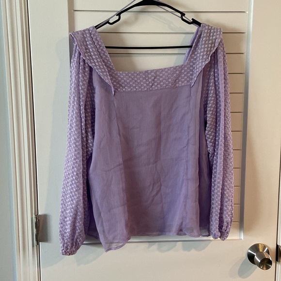 Banana Republic Purple Puff Sleeve Blouse XL - Picture 4 of 4